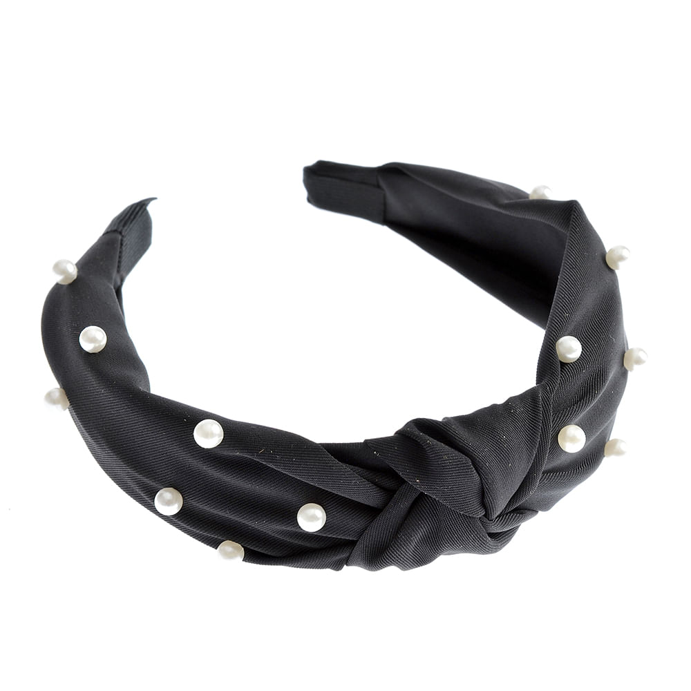 Bentita neagra cu perle albe - 1 | YEO