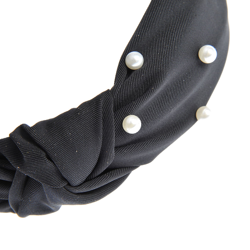 Bentita neagra cu perle albe - 3 | YEO