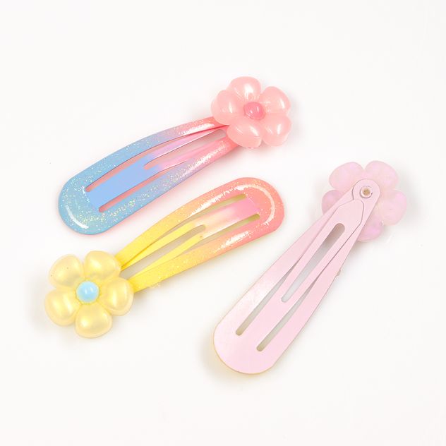 Set 3 clame de par colorate cu flori pastel