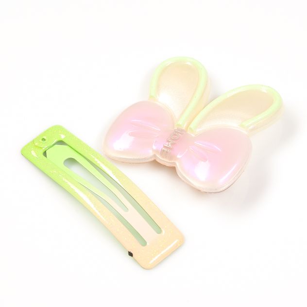 Set clame colorate cu fundita lucioasa si clips glitter
