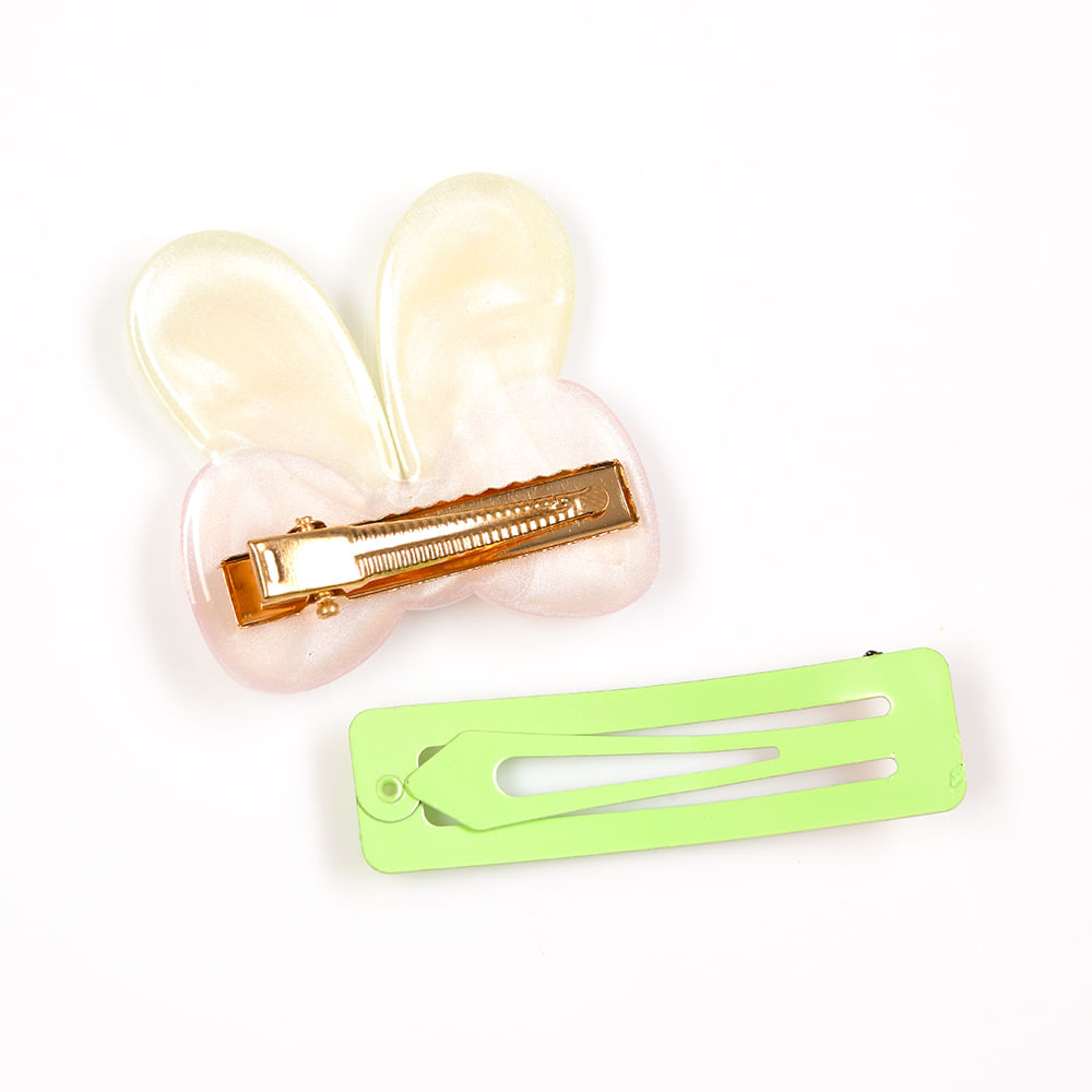 Set clame colorate cu fundita lucioasa si clips glitter - 2 | YEO