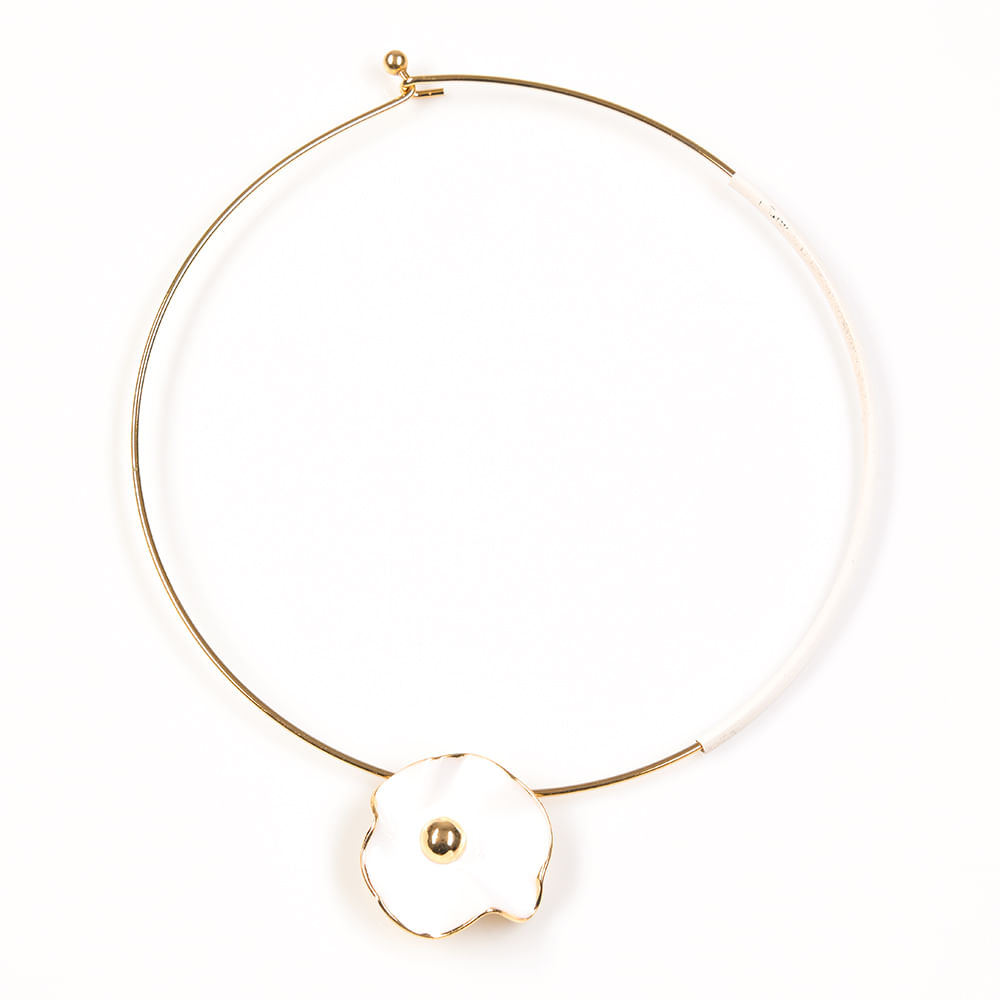Colier metalic cu floare alba - 3 | YEO