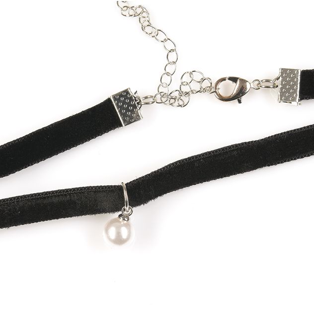 Chocker negru cu perla alba