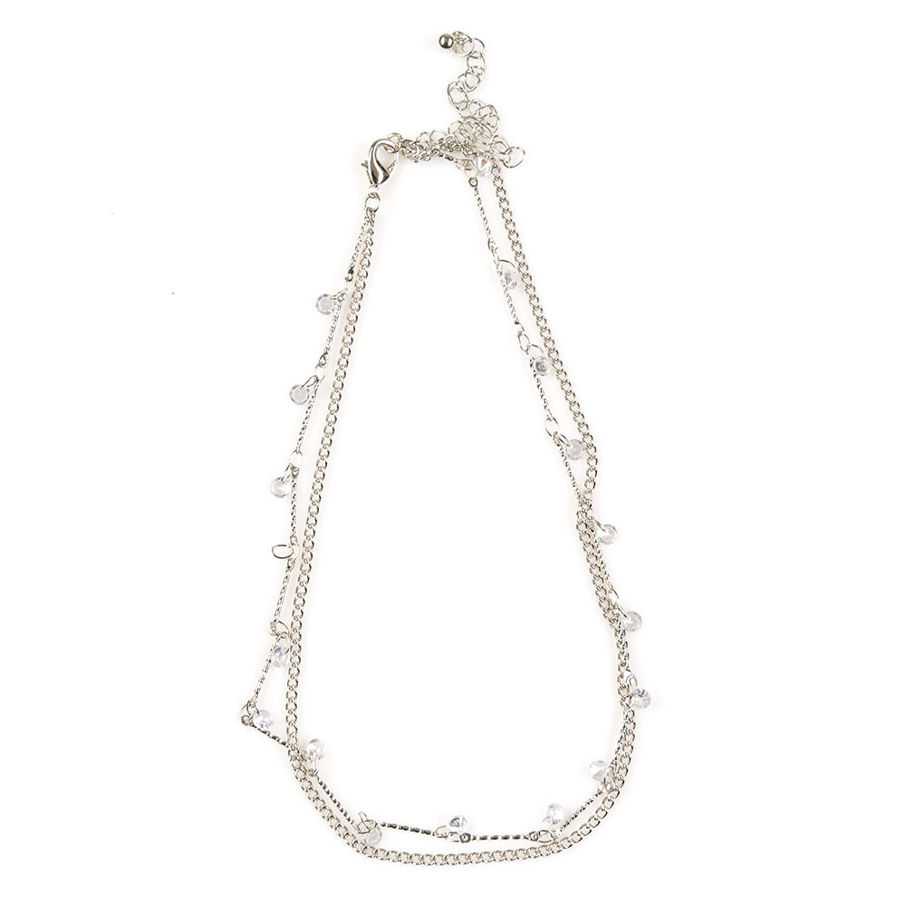 Colier dublu cu pietre mici albe - 3 | YEO
