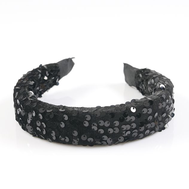 Bentita neagra accesorizata cu paiete lucioase