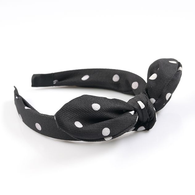 Bentita neagra cu buline albe si nod decorativ