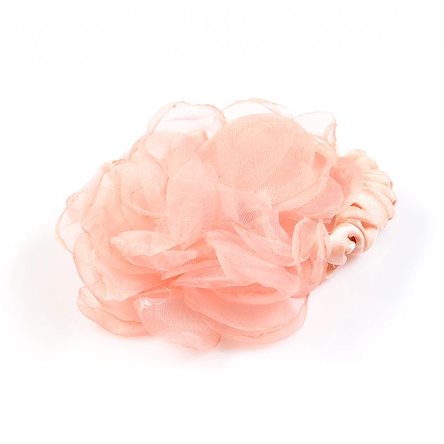 Elastic de par decorativ cu floare textila roz