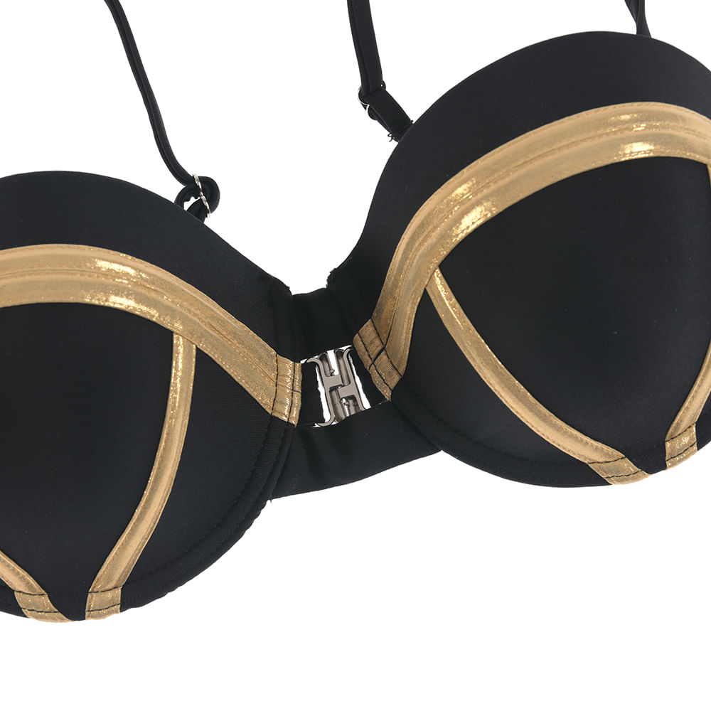 Sutien de baie negru cu bretele detasabile - 1 | YEO