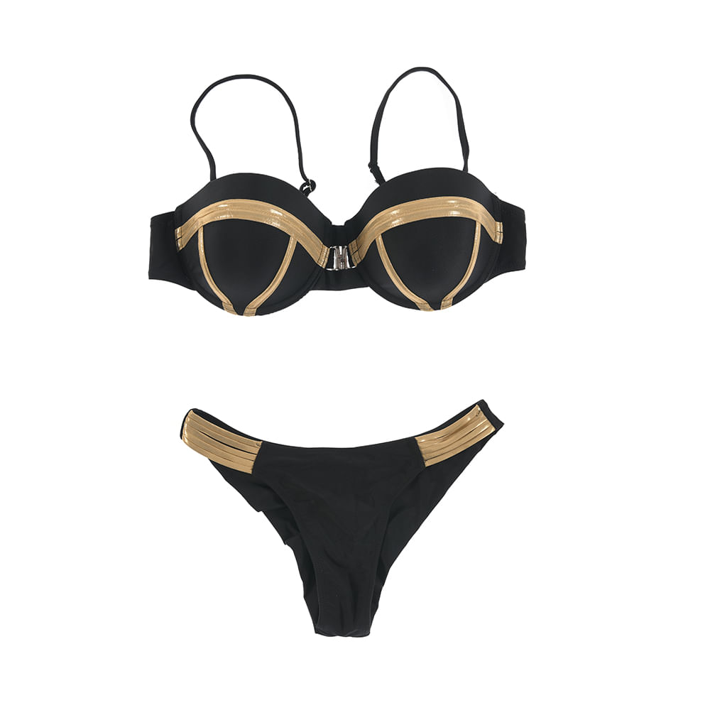 Sutien de baie negru cu bretele detasabile - 3 | YEO
