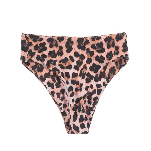 Slip de baie cu model animal print si talie inalta