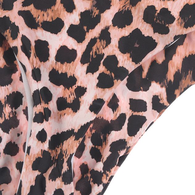 Slip de baie cu model animal print si talie inalta