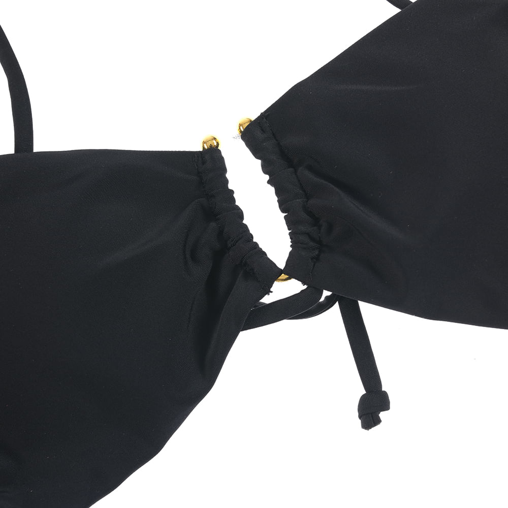 Sutien de baie negru cu detalii aurii - 1 | YEO