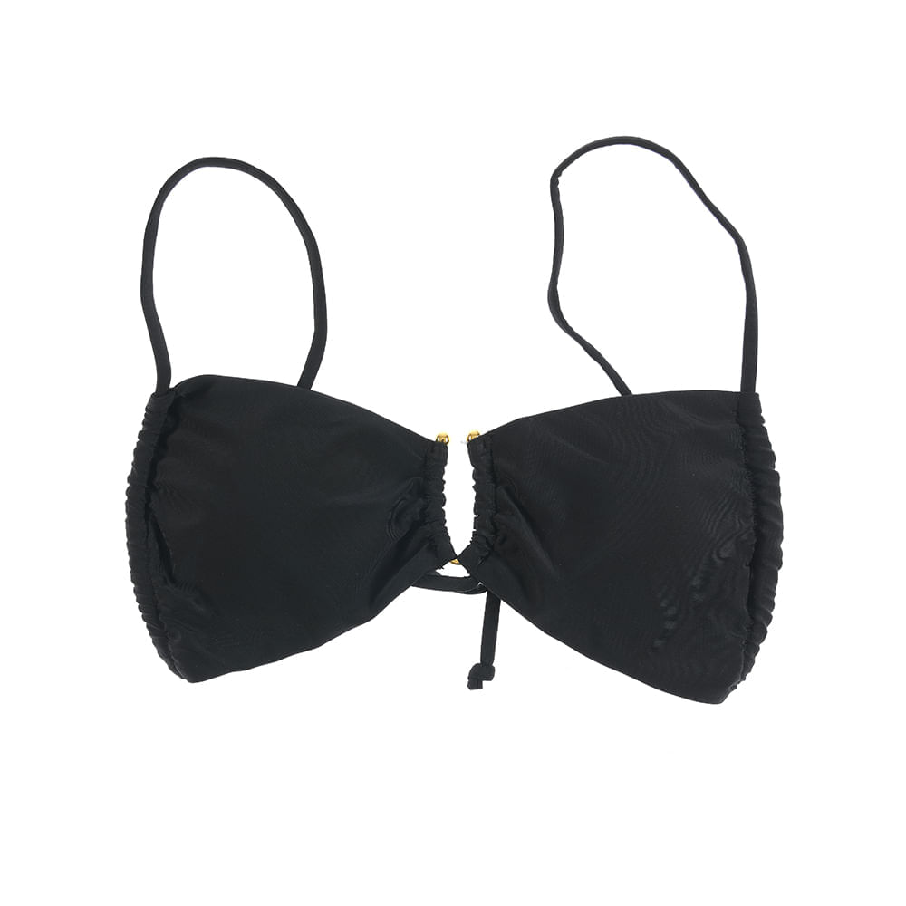 Sutien de baie negru cu detalii aurii - 4 | YEO