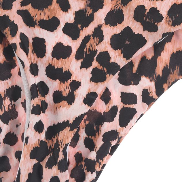Slip de baie cu model animal print si talie inalta
