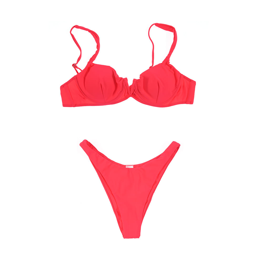 Slip de baie roz cu talie inalta - 3 | YEO
