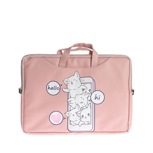 Geanta roz pentru laptop cu pisici