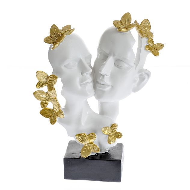 Statueta alba cu accente aurii "Armonie cu fluturi"