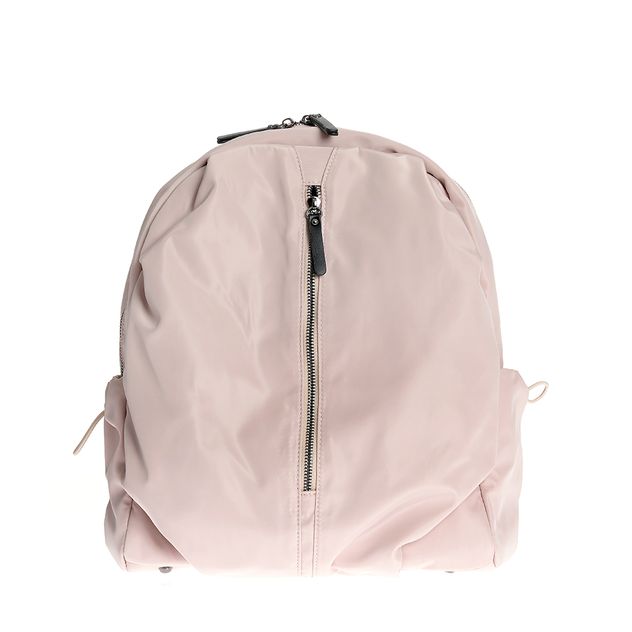 Rucsac bej din material textil cu buzunar frontal