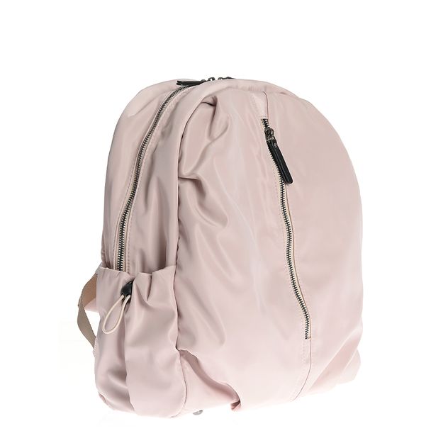 Rucsac bej din material textil cu buzunar frontal