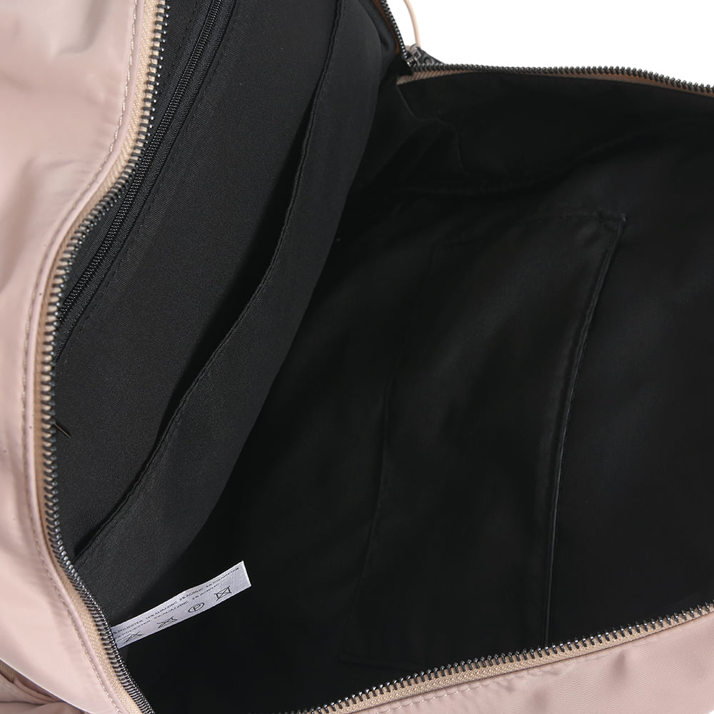 Rucsac bej din material textil cu buzunar frontal - 3 | YEO