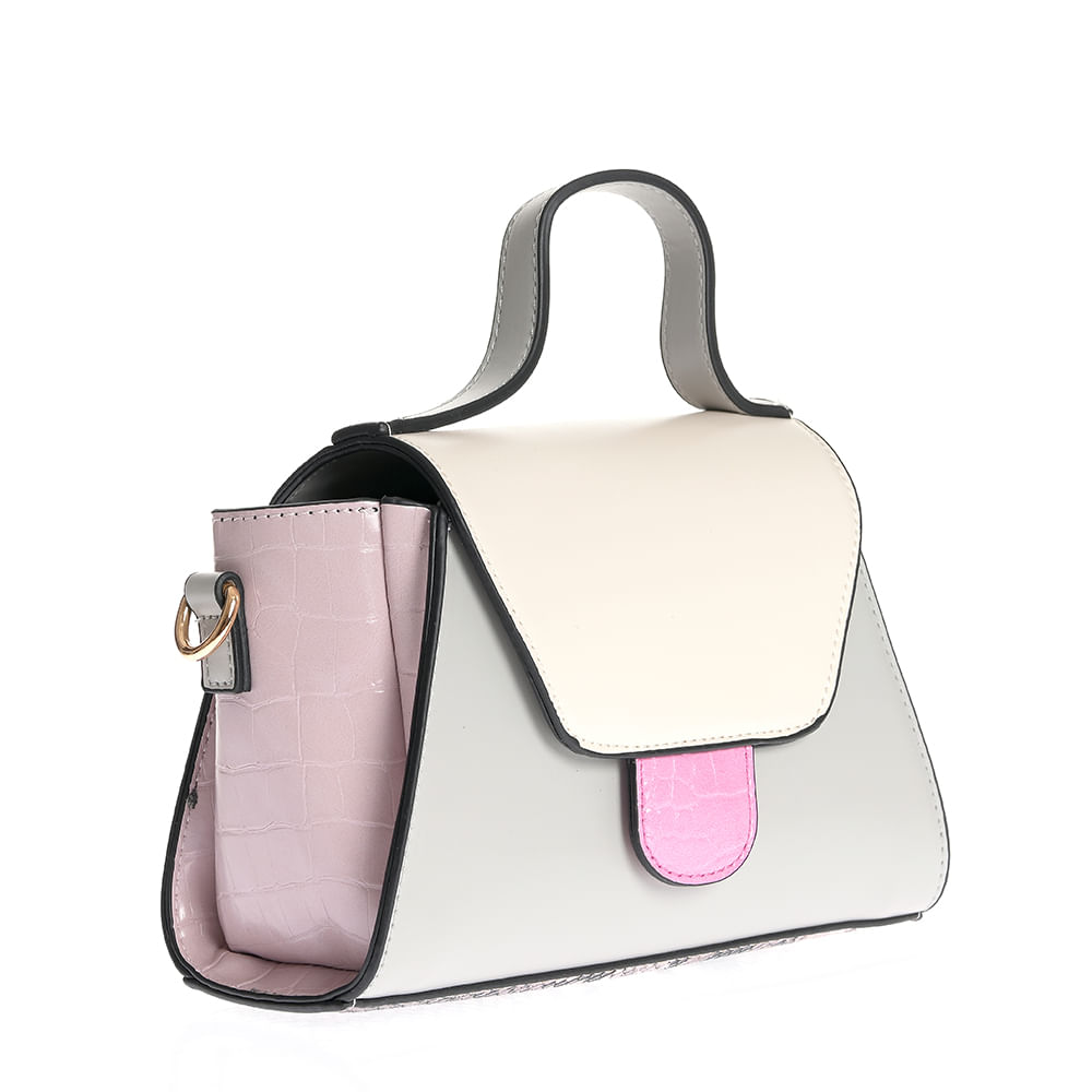 Geanta eleganta multicolora cu design geometric si bareta detasabila - 1 | YEO