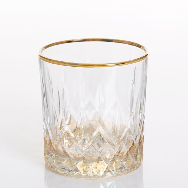Pahar whisky din sticla cu detalii aurii
