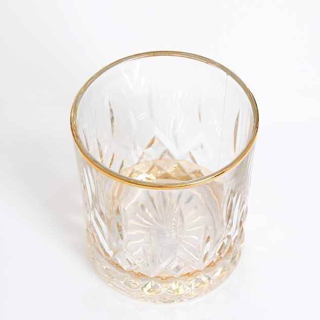 Pahar whisky din sticla cu detalii aurii