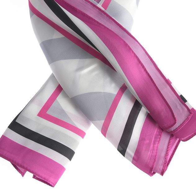 Esarfa cu dungi fucsia, albe si negre