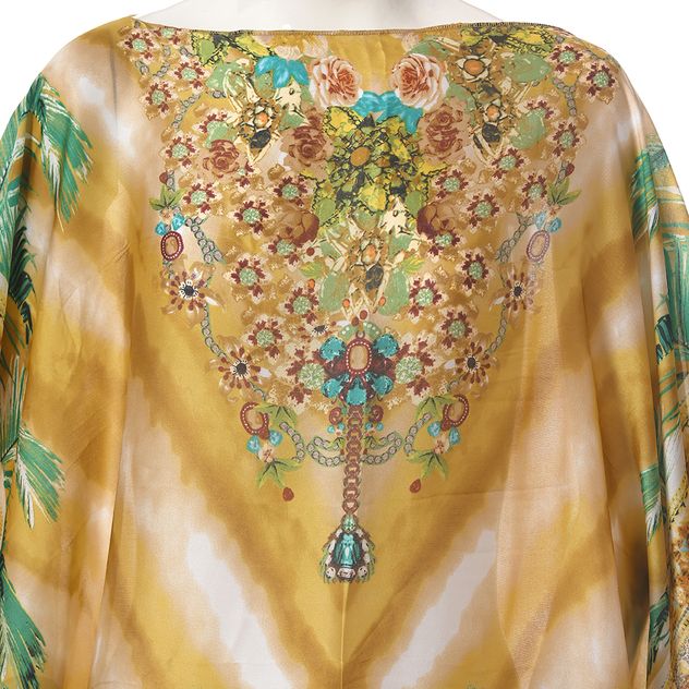 Poncho cu detalii florale in nuante maronii