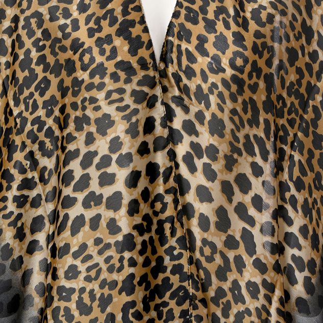 Poncho cu imprimeu leopard si bordura neagra