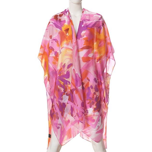 Poncho vaporos in nuante de roz