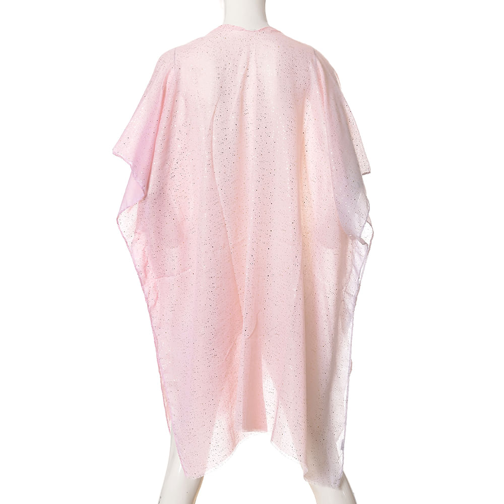 Poncho roz pal cu efect stralucitor si croiala vaporoasa - 2 | YEO