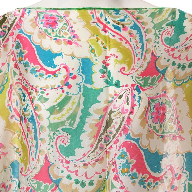 Poncho cu margini verzi si imprimeu paisley colorat