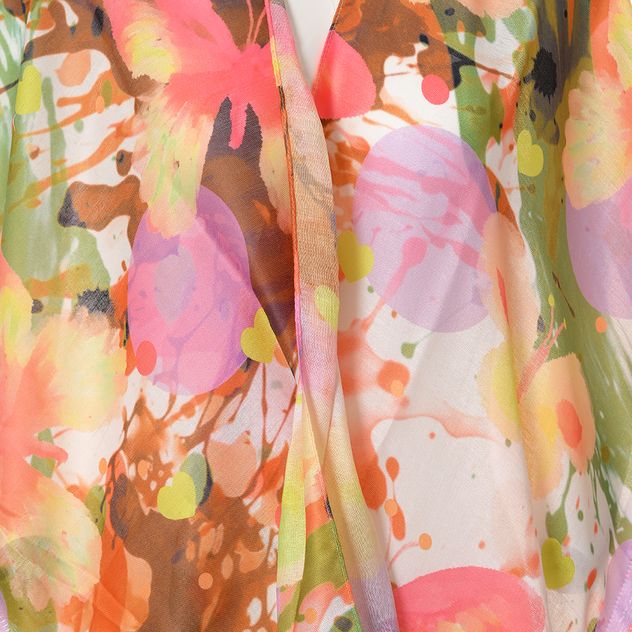 Poncho cu imprimeu floral multicolor