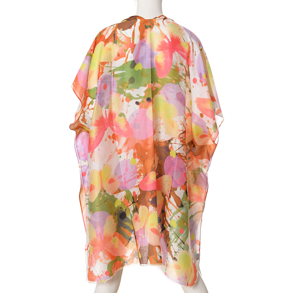 Poncho cu imprimeu floral multicolor - 2 | YEO