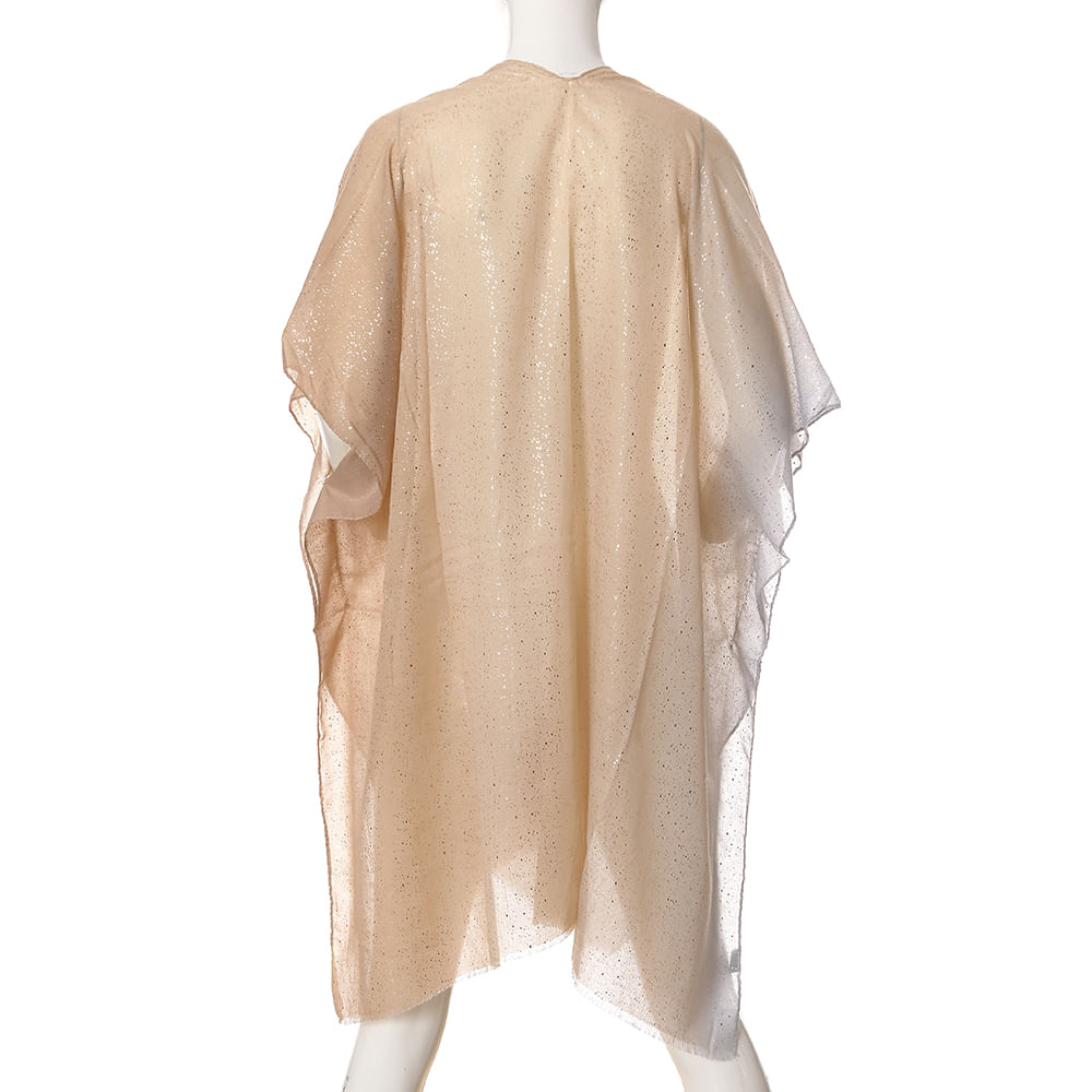 Poncho bej cu stralucire fina si textura fluida - 2 | YEO
