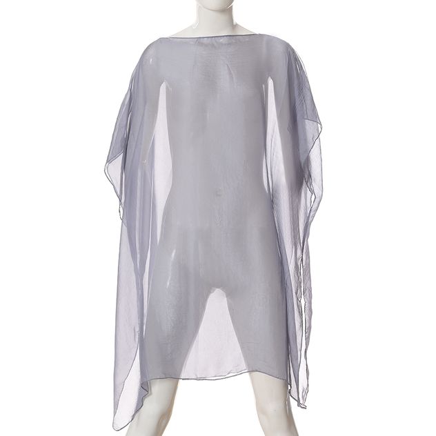 Poncho gri transparent cu croiala ampla