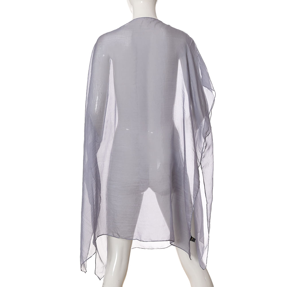 Poncho gri transparent cu croiala ampla - 3 | YEO
