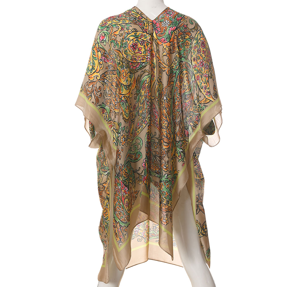 Poncho cu imprimeu oriental in tonuri calde - 2 | YEO