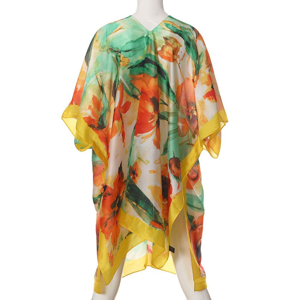 Poncho cu imprimeu floral in nuante vibrante - 2 | YEO