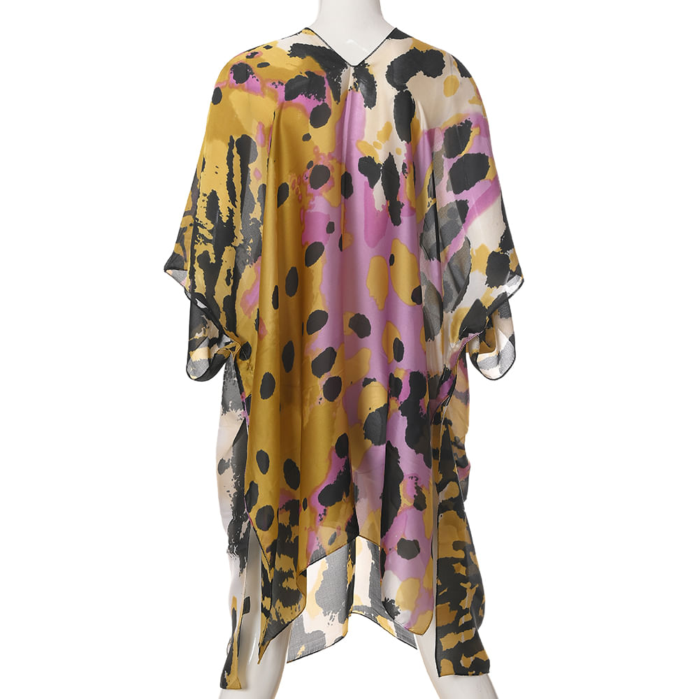 Poncho cu imprimeu abstract multicolor