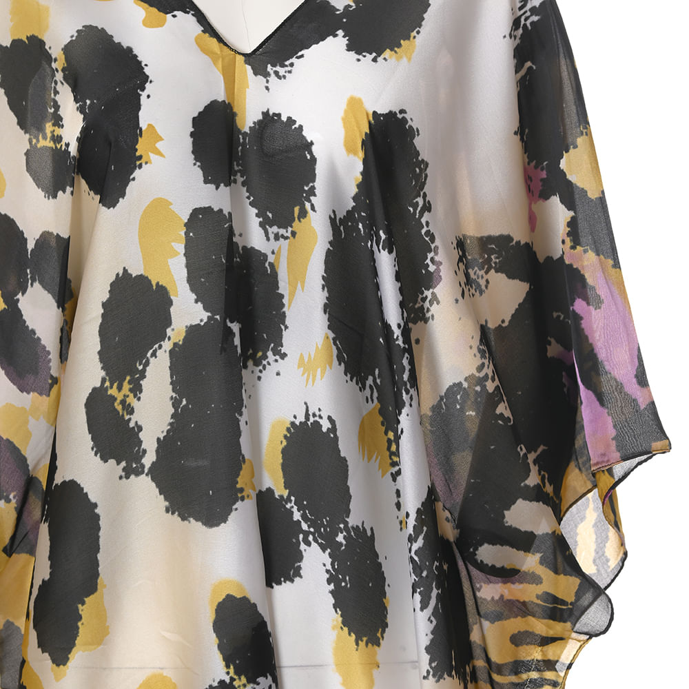 Poncho cu imprimeu abstract multicolor - 1 | YEO