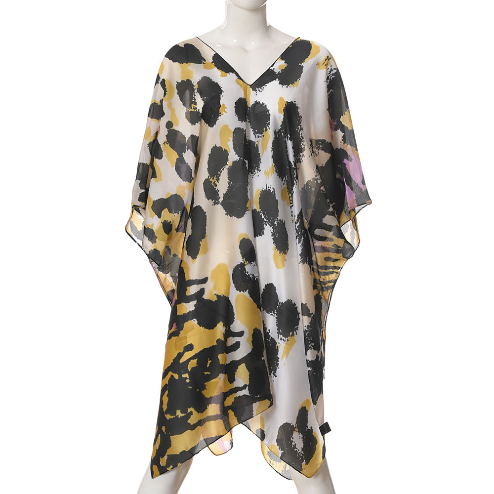 Poncho cu imprimeu abstract multicolor - 2 | YEO