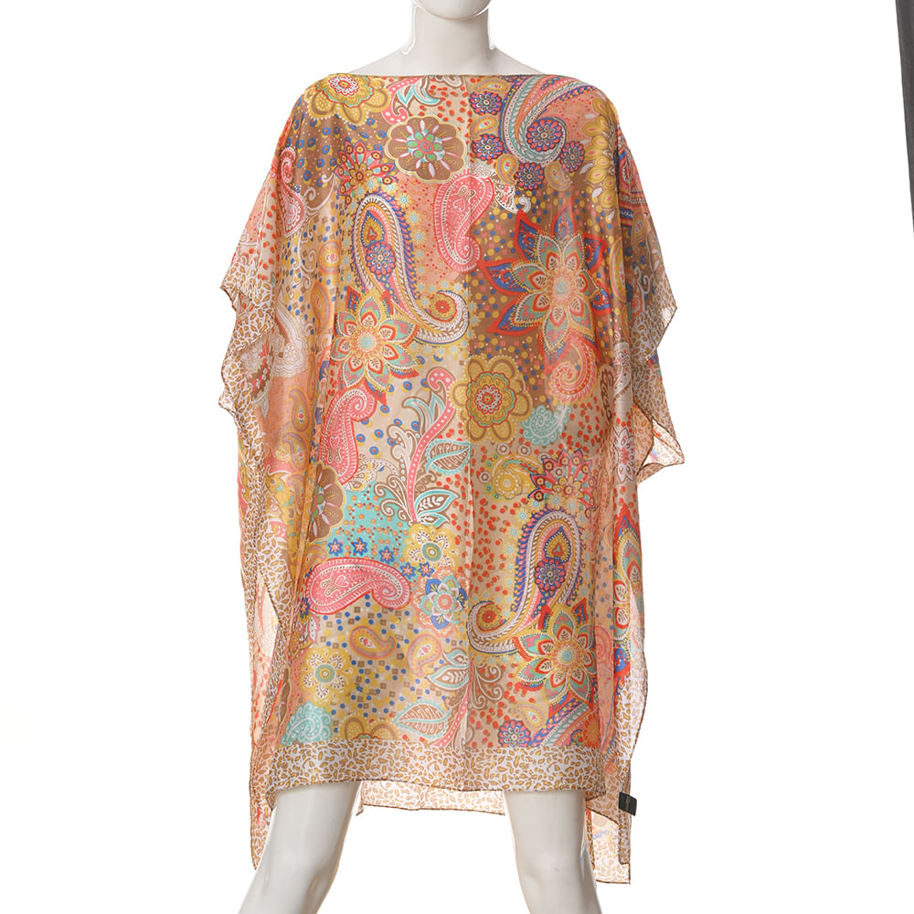 Poncho cu imprimeu paisley multicolor