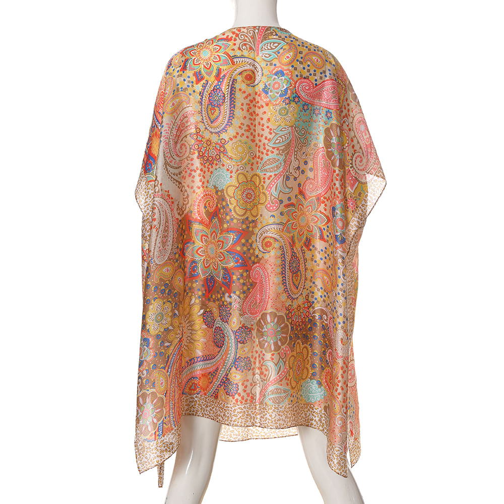 Poncho cu imprimeu paisley multicolor - 2 | YEO