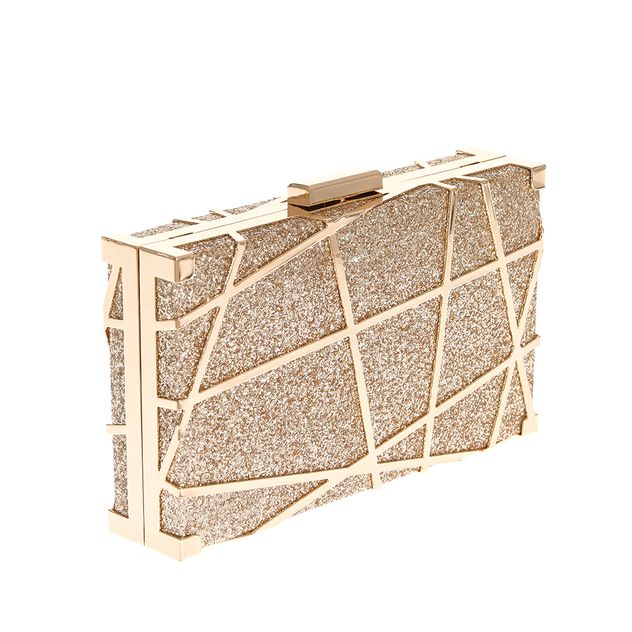 Geanta plic aurie cu model metalic