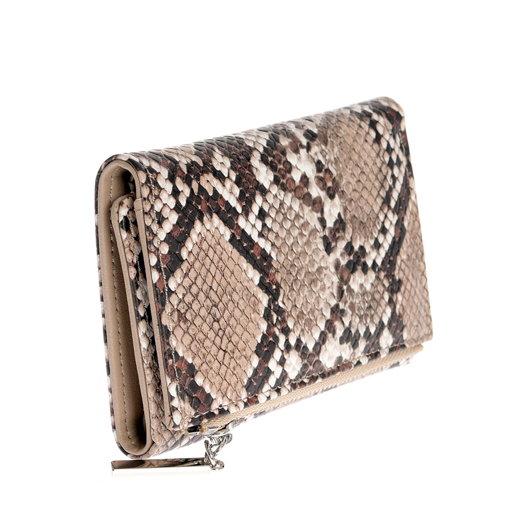 Portofel din piele naturala cu model animal print - 1 | YEO