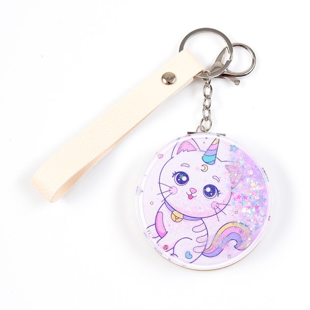 Oglinda de poseta cu glitter si pisica unicorn