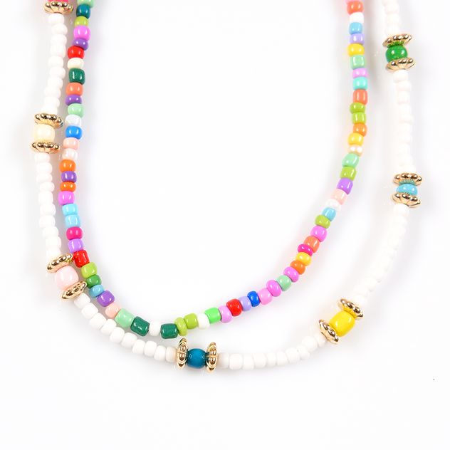 Set 2 coliere cu margele multicolore