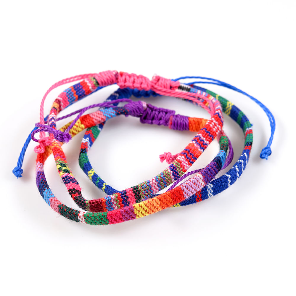 Set 3 bratari multicolore din material textil - 1 | YEO